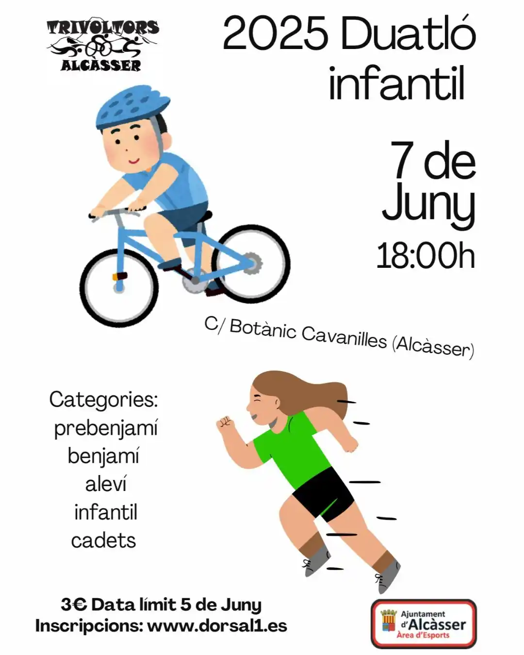 Image from AJUNTAMENT D'ALCÀSSER: DUATLÓ INFANTIL 2025 🚴♂️ El pròxim 7 de juny a les 18:00 hores, tor...