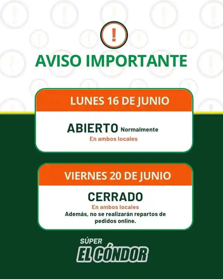 Image from El Misionerismo: El Cóndor supermercados no atenderá el viernes 20...