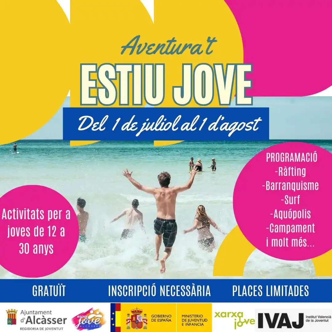 Image from AJUNTAMENT D'ALCÀSSER: ESTIU JOVE ALCÀSSER 2025 ☀️ Hem preparat un juliol ple de plans refre...