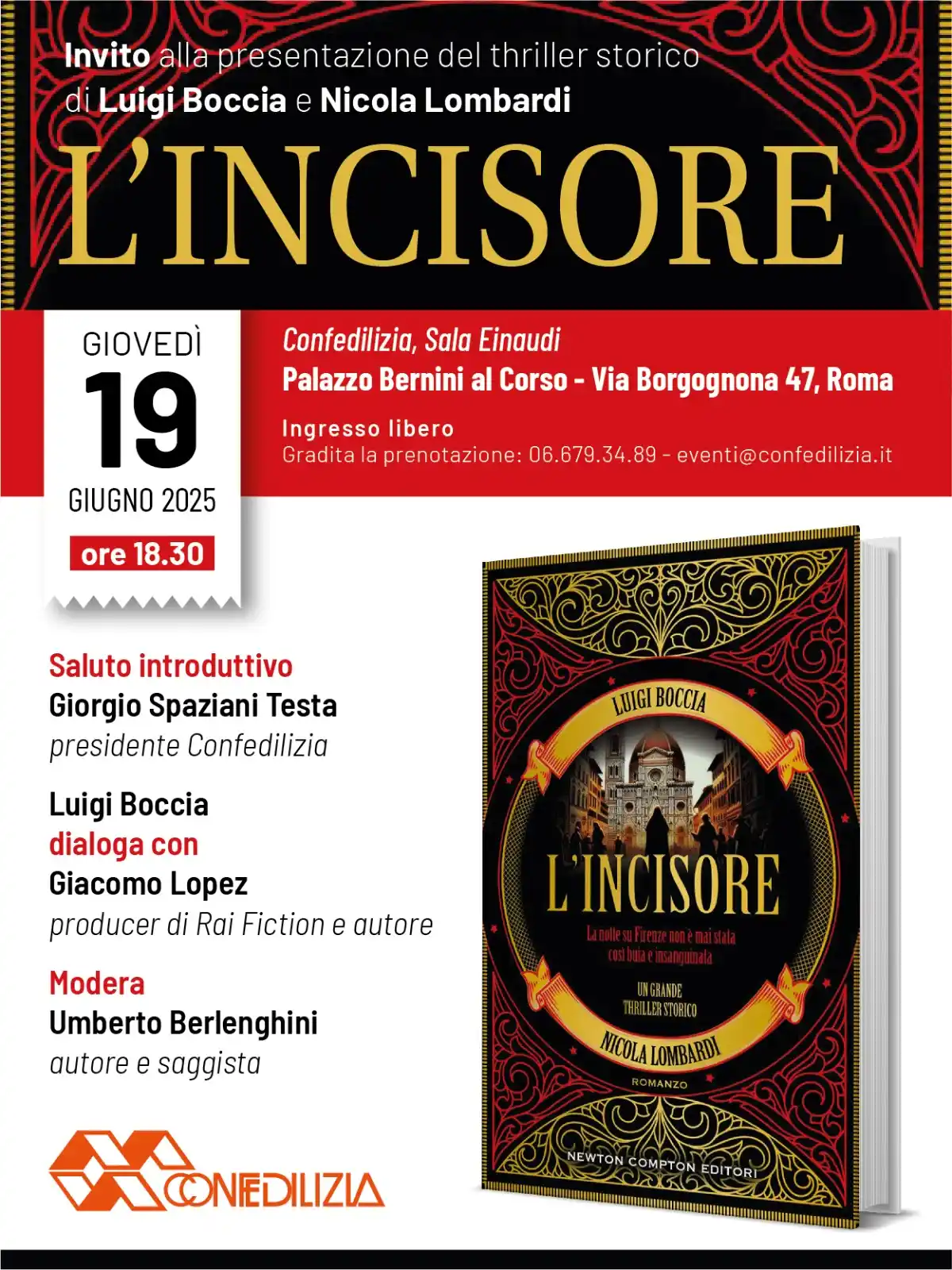 Image from Confedilizia: *Giovedì 19 giugno* – alle 18,30 – nella Sala Einaudi della sede della...
