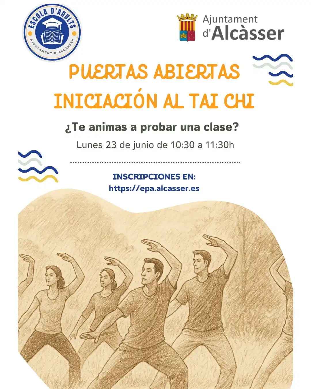 Image from AJUNTAMENT D'ALCÀSSER: INICIACIÓ AL TAI CHI EN L’ESCOLA D’ADULTS 🧘🏻♂️ El dilluns 23 de ju...