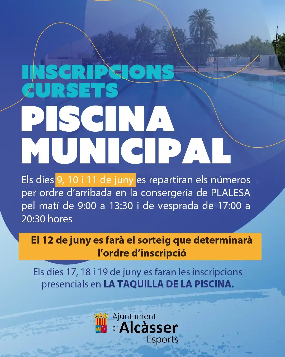 Image from AJUNTAMENT D'ALCÀSSER: INSCRIPCIONS CURSETS PISCINA MUNICIPAL 🏊‍♂️  L'estiu ja està prop i t...