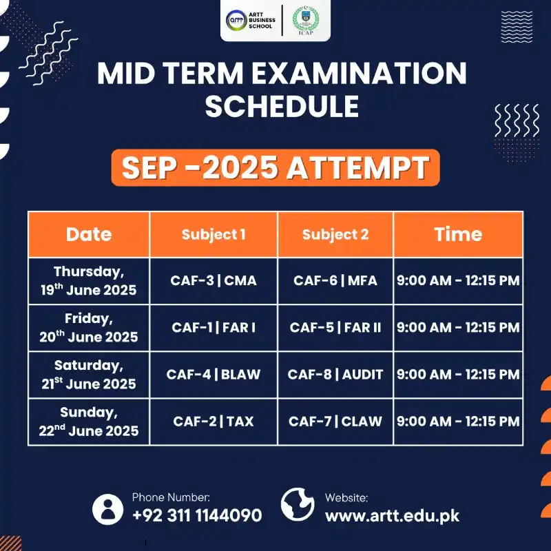 Image from ARTT Business School: 𝗠𝗶𝗱-𝗧𝗲𝗿𝗺 𝗘𝘅𝗮𝗺𝗶𝗻𝗮𝘁𝗶𝗼𝗻 𝗦𝗰𝗵𝗲𝗱𝘂𝗹𝗲 – 𝗦𝗲𝗽𝘁𝗲𝗺...