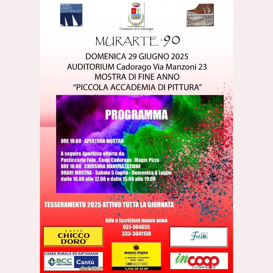 Image from COMUNE DI CADORAGO: MURARTE MOSTRA DI FINE ANNO "PICCOLA ACCADEMIA DI PITTURA" 🗓 domenica...