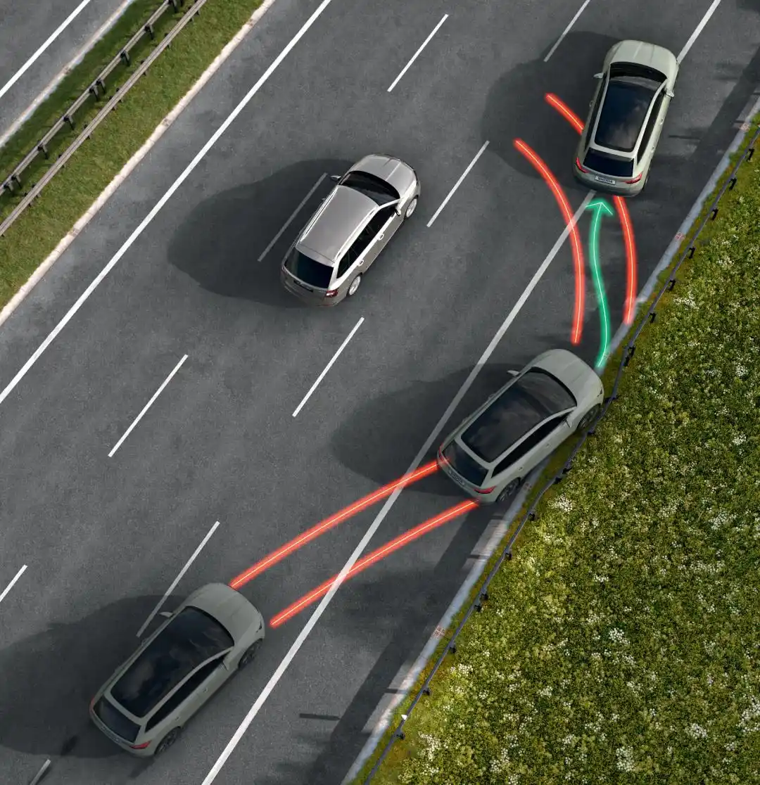 Image from What's up, Škoda?: No. 4: Multi-Collision Brake 💚 If the airbags deploy during an accide...