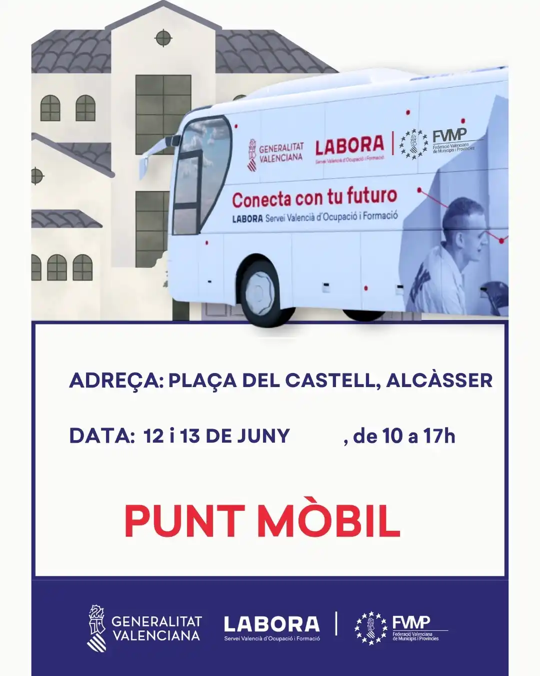 Image from AJUNTAMENT D'ALCÀSSER: NOU PUNT MÒBIL DE LABORA ℹ️  Els pròxims dies 12 i 13 de juny, LABORA ...