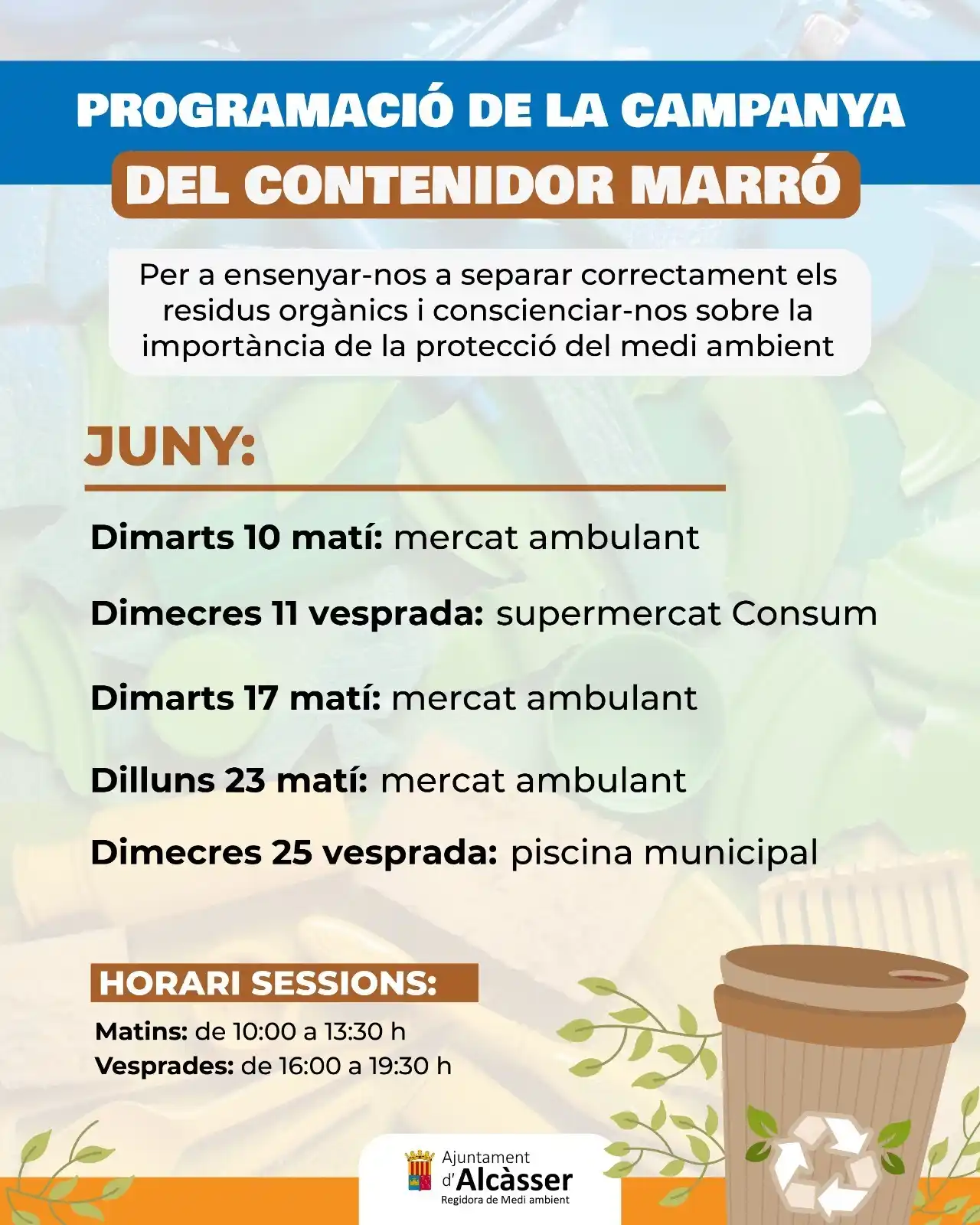 Image from AJUNTAMENT D'ALCÀSSER: PARTICIPA EN LA RECTA FINAL DE LA CAMPANYA DEL CONTENIDOR MARRÓ 🟫 Es...