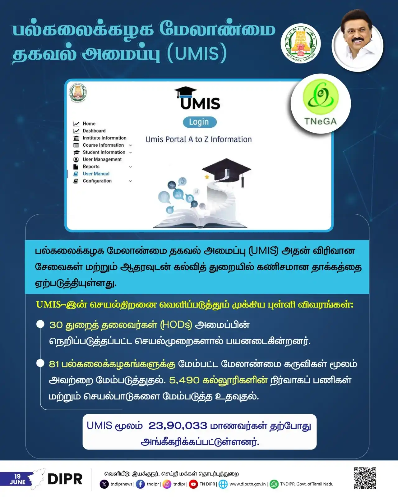 Image from TNDIPR, Govt. of Tamil Nadu: பல்கலைக்கழக மேலாண்மை தகவல் அமைப்பு (UMIS)...