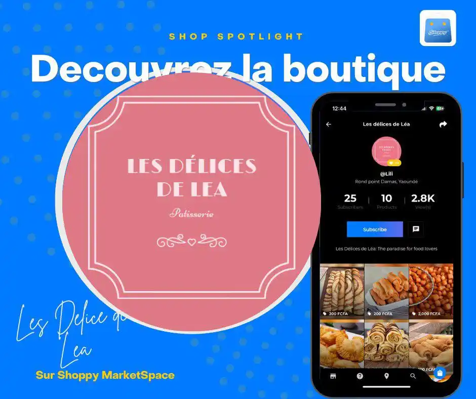 Image from Shoppy MarketSpace 🇨🇲: ✨ SHOP SPOTLIGHT DU JOUR : Les Délices de Léa 🍰🥞
Bienvenue au parad...