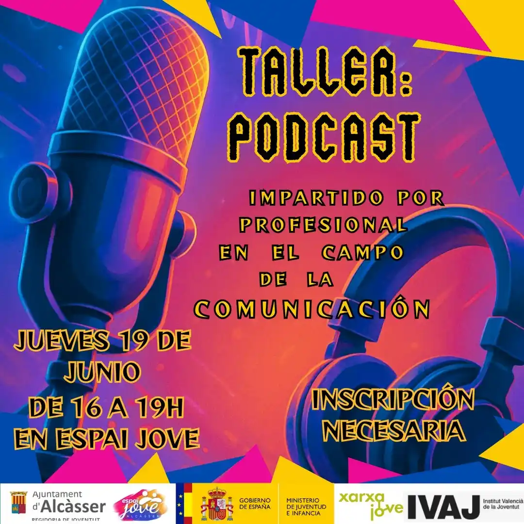 Image from AJUNTAMENT D'ALCÀSSER: TALLER DE PÒDCAST EN L'ESPAI JOVE 🎙️  El dijous 19 de juny de 16:00 a...