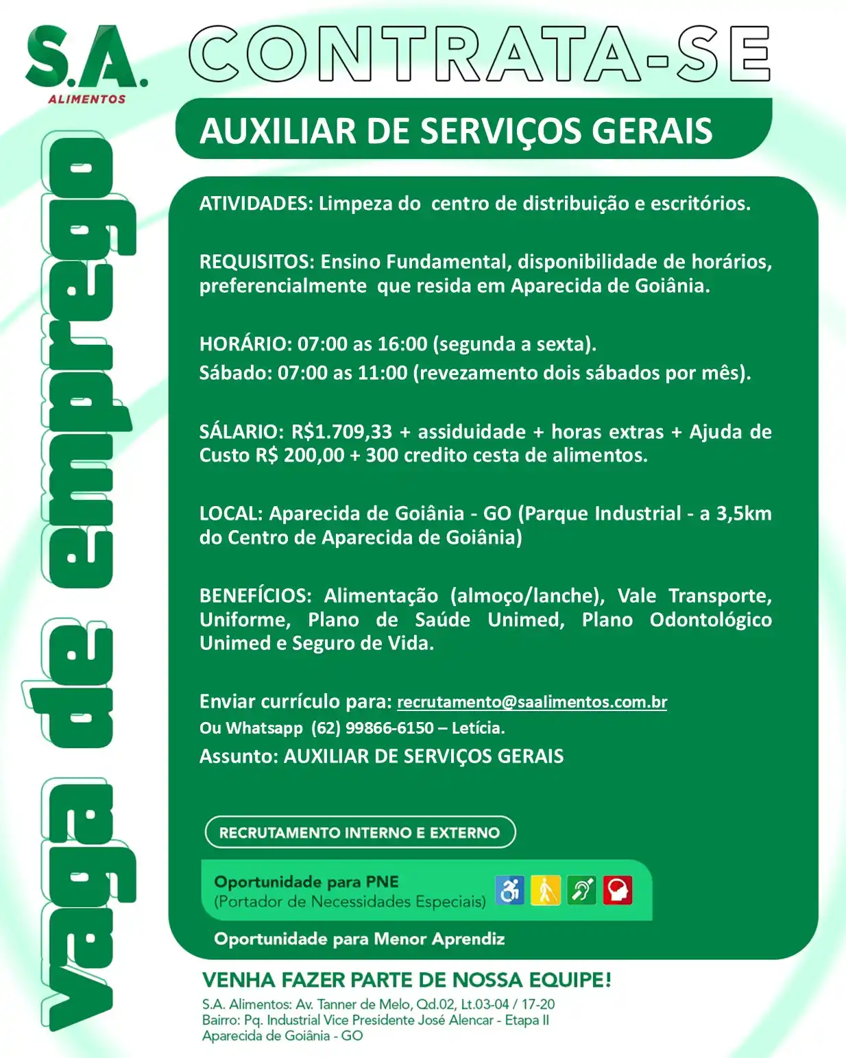 Vagas S.A. Alimentos post