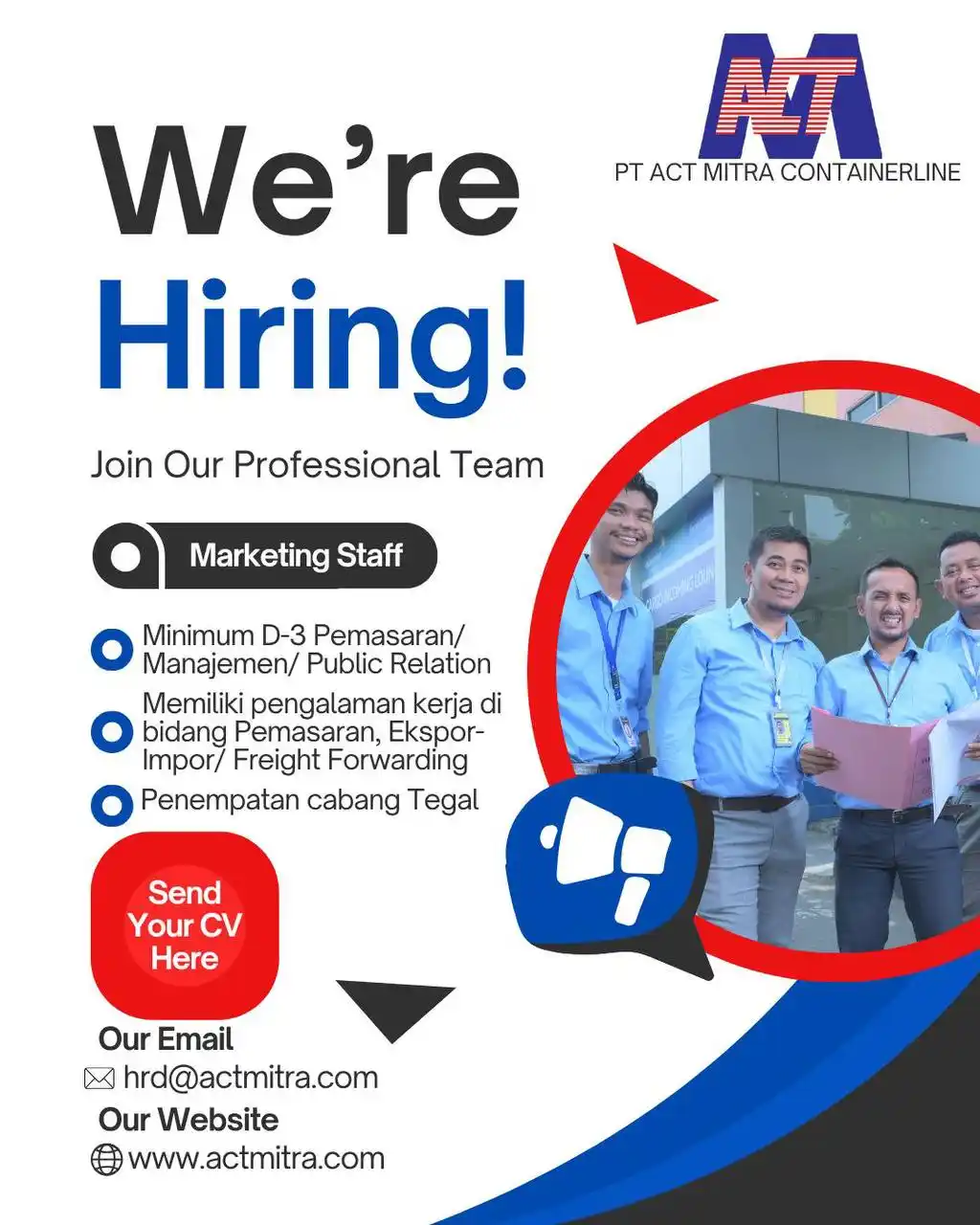 Image from Lowongan Pekerjaan Seluruh Indonesia: WE’RE HIRING PT ACT Mitra Containerline bergerak di bidang logistic ya...
