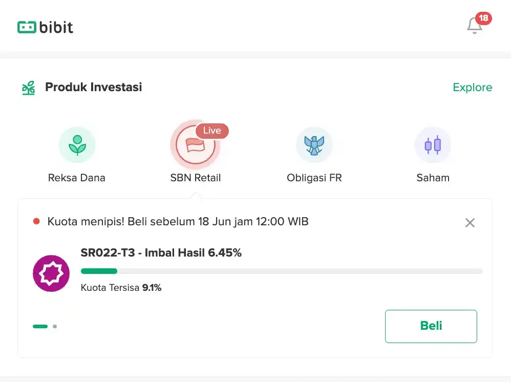 Image from Bibit.id: 🚨 *5 Hari Lagi SR022 Terakhir Bisa Dibeli di Bibit: 18 Jun 2025 jam 1...