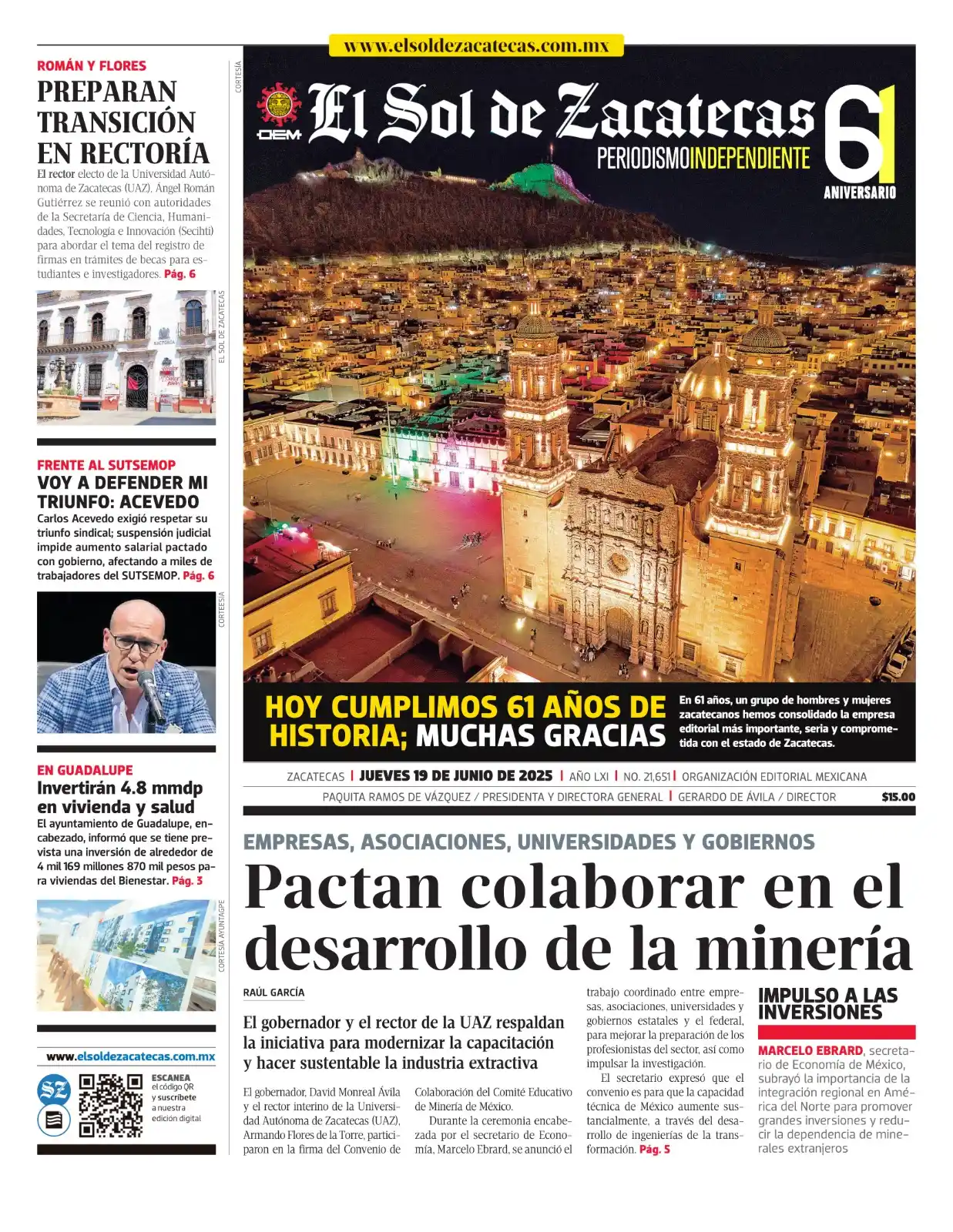 Image from El Sol de Zacatecas: 🎉 ¡Hoy celebramos 61 años de informar con compromiso y pasión! 📰🌞  ...