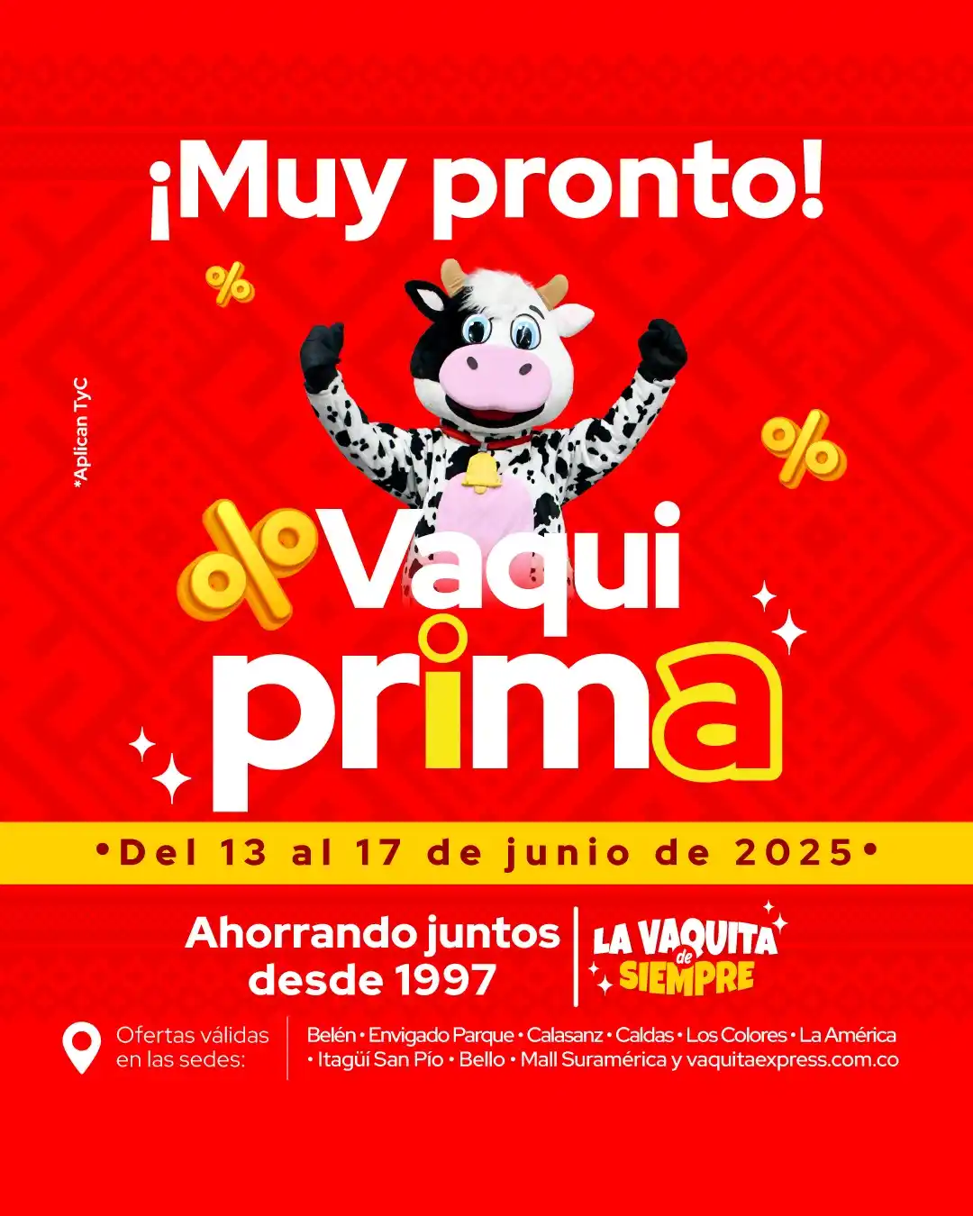Image from Supermercados La Vaquita: 🥳 ¡Prepárate! Muy pronto llega la *Vaquiprima* con *GRANDES DESCUENTO...