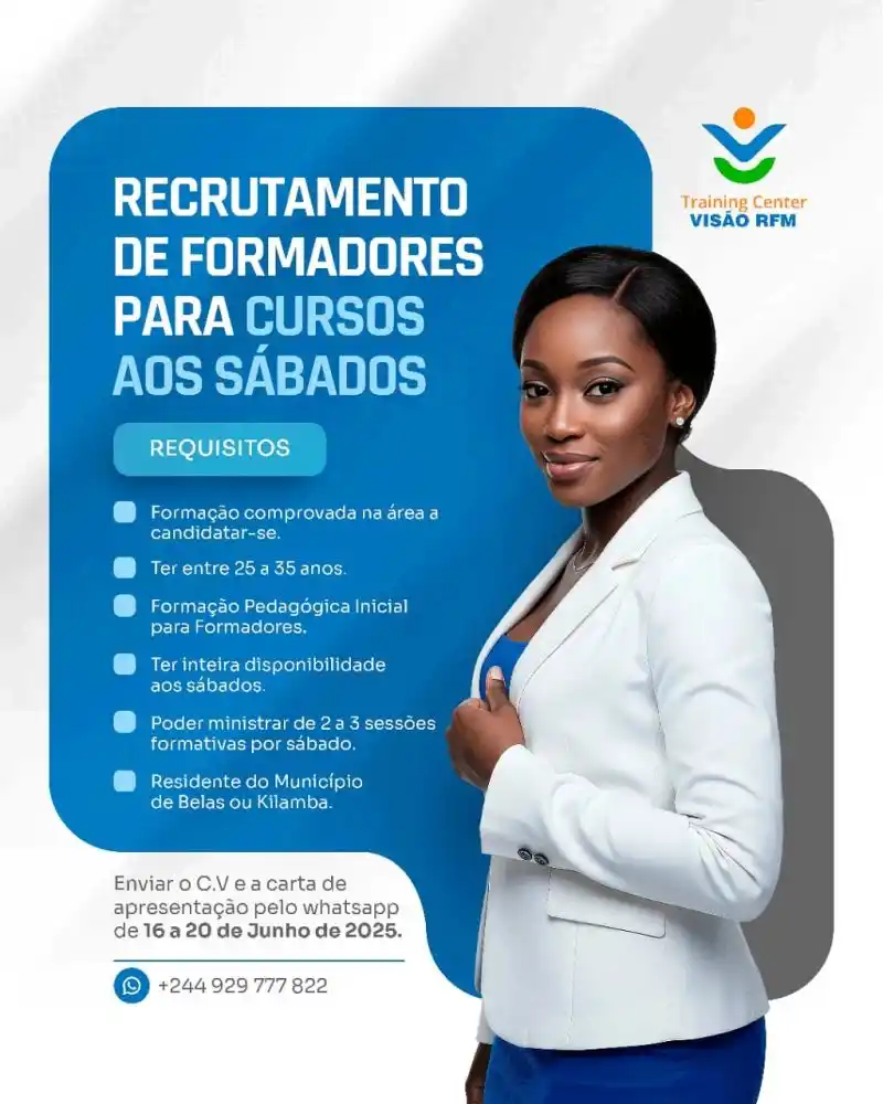 Image from Emprego Facilitado Angola: RECRUTAMENTO DE FORMADORES PARA CURSOS AOS SÁBADOS 🚨  Cursos de: 👉🏾...
