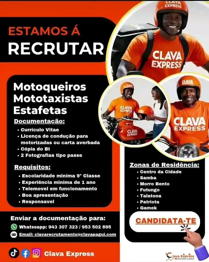 Image from Emprego Facilitado Angola: 🚨 VAGA PARA MOTOBOYS, MOTOTAXISTAS E ESTAFETAS EM LUANDA! 🚨 Quer fa...