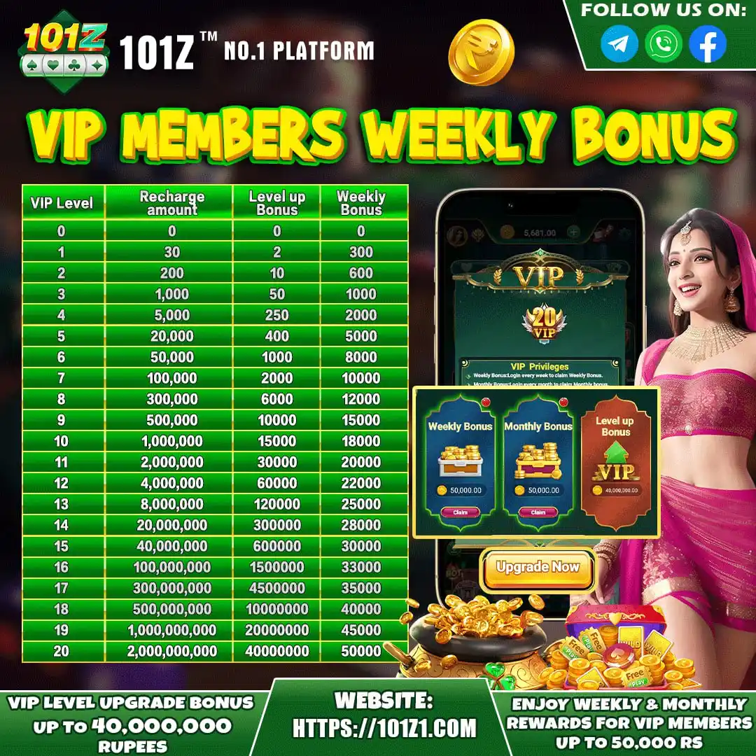 Image from 101z: Weekly Bonus coming soon at 101z!🎁 ✨ Weekly rewards for VIP members...