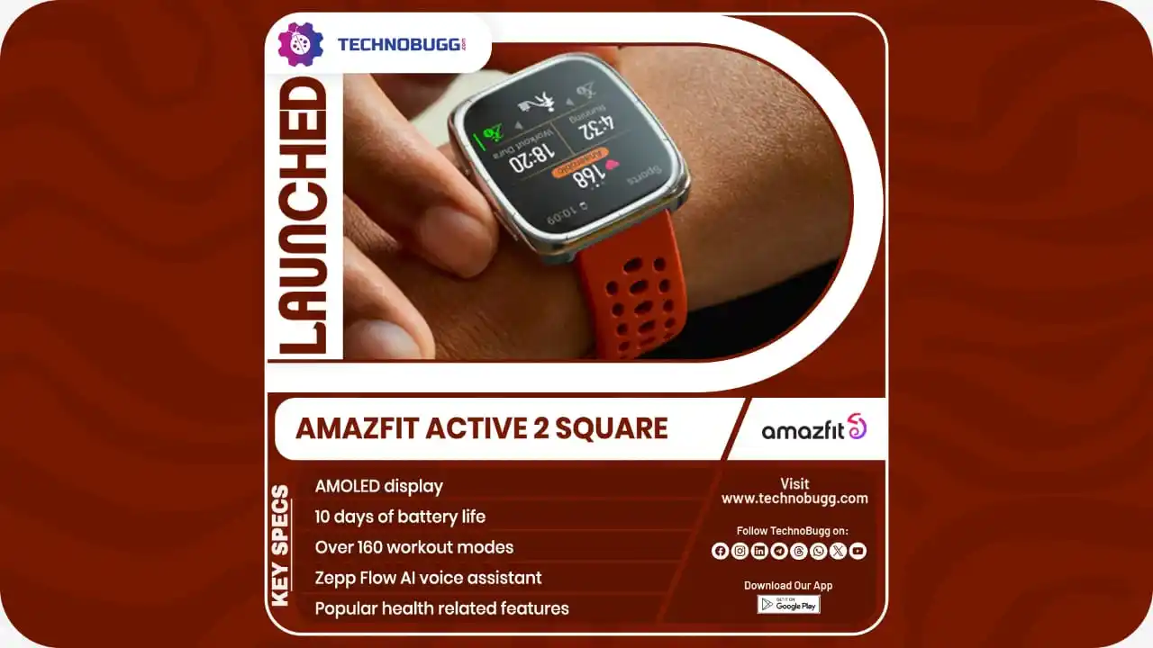 Image from TechnoBugg: Amazfit Active 2 Square Unveiled Read More : https://www.technobugg.c...