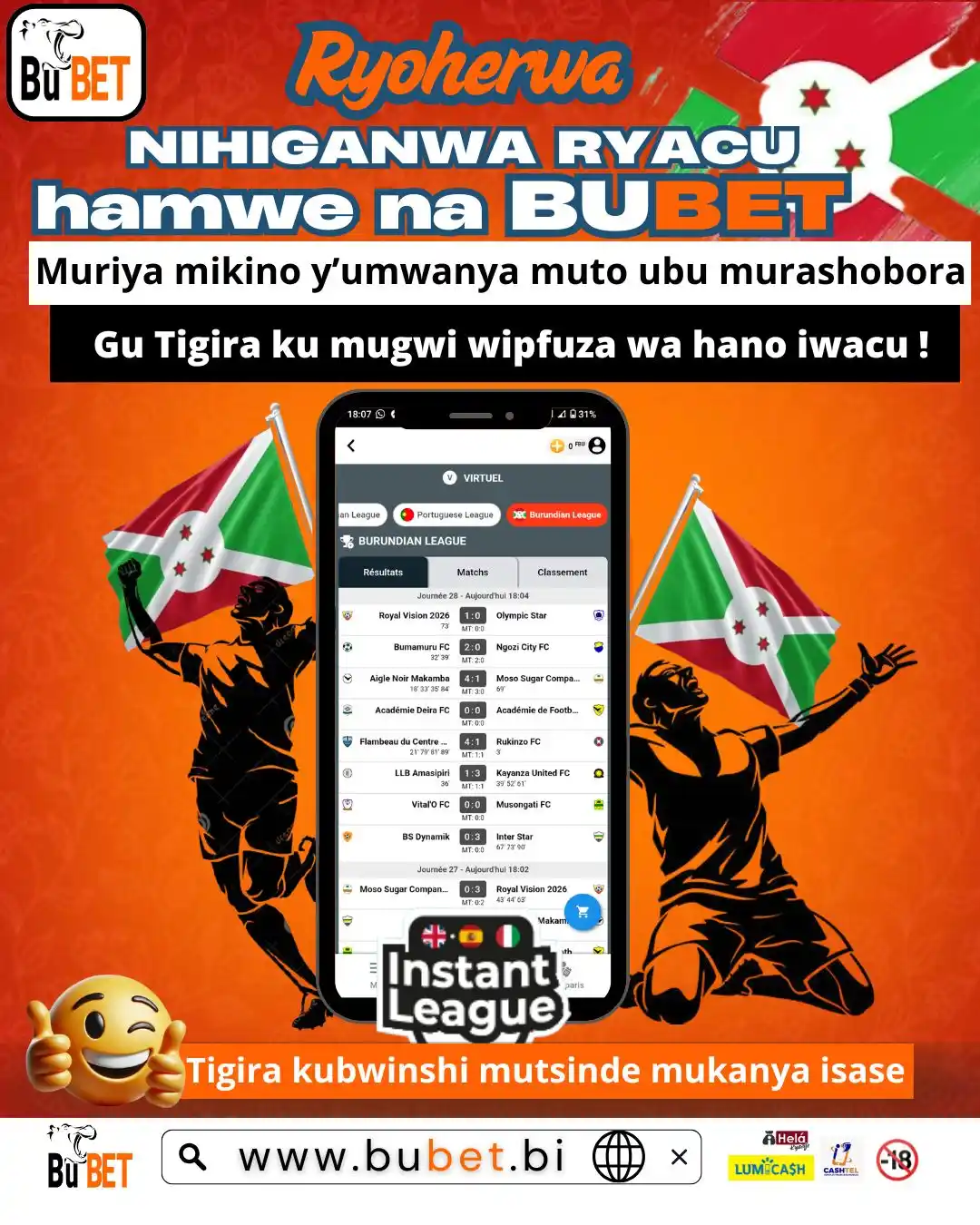 Image from BUBET OFFICIEL [TU GAGNES TU TOUCHES]: BISHASHA MURI BUBET 🎁🎉🎉🔥⚽❗  NIMUREME ! Inyuma yaho y'amahiganwa mu...