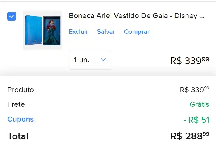 Image from JDolls - Promos e Achados de Bonecas: *Boneca Ariel Vestido De Gala - Disney Collector - Mattel* Por *R$288...