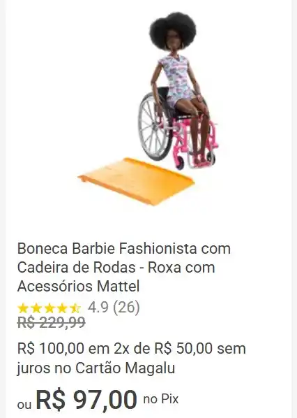 Image from JDolls - Promos e Achados de Bonecas: *Boneca Barbie Fashionista 194 com Cadeira de Rodas - Mattel*  Por *R$...