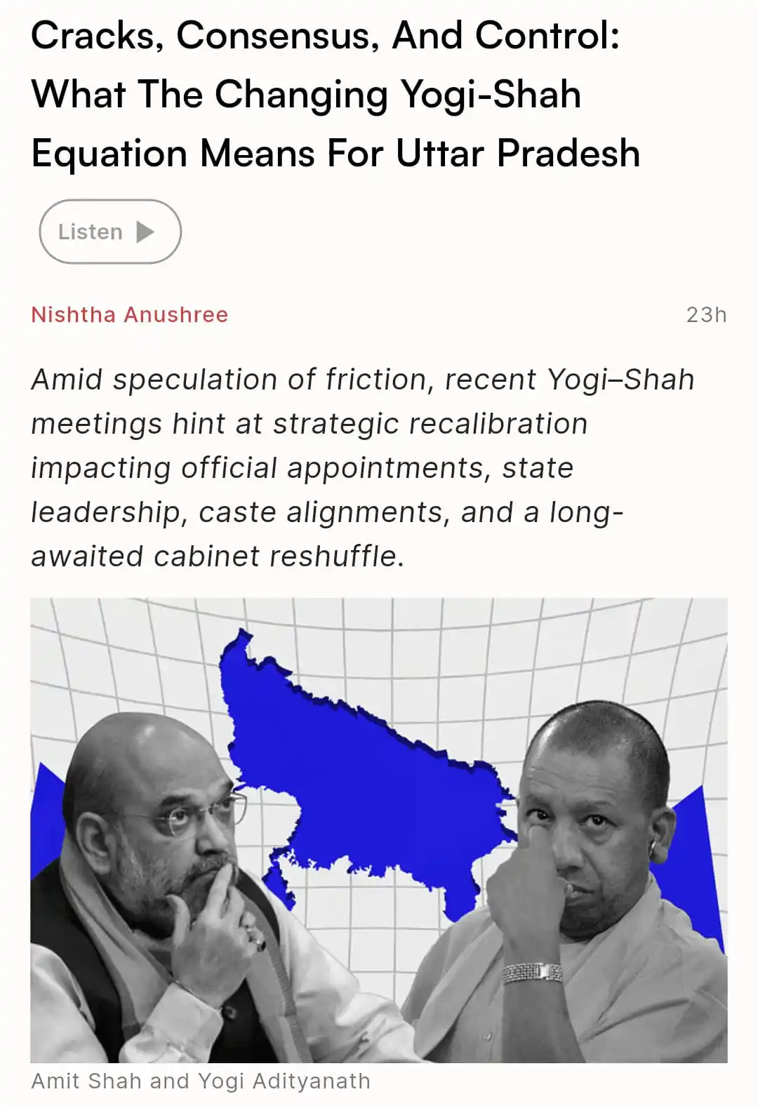 Image from Swarajya: Cracks, Consensus, And Control: What The Changing Yogi-Shah Equation M...