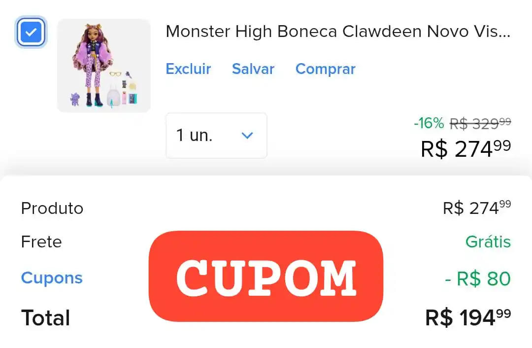 Image from JDolls - Promos e Achados de Bonecas: *Cupom Mercado Livre 30% off acima de R$19* *(Limitado a R$80)* *SUPE...