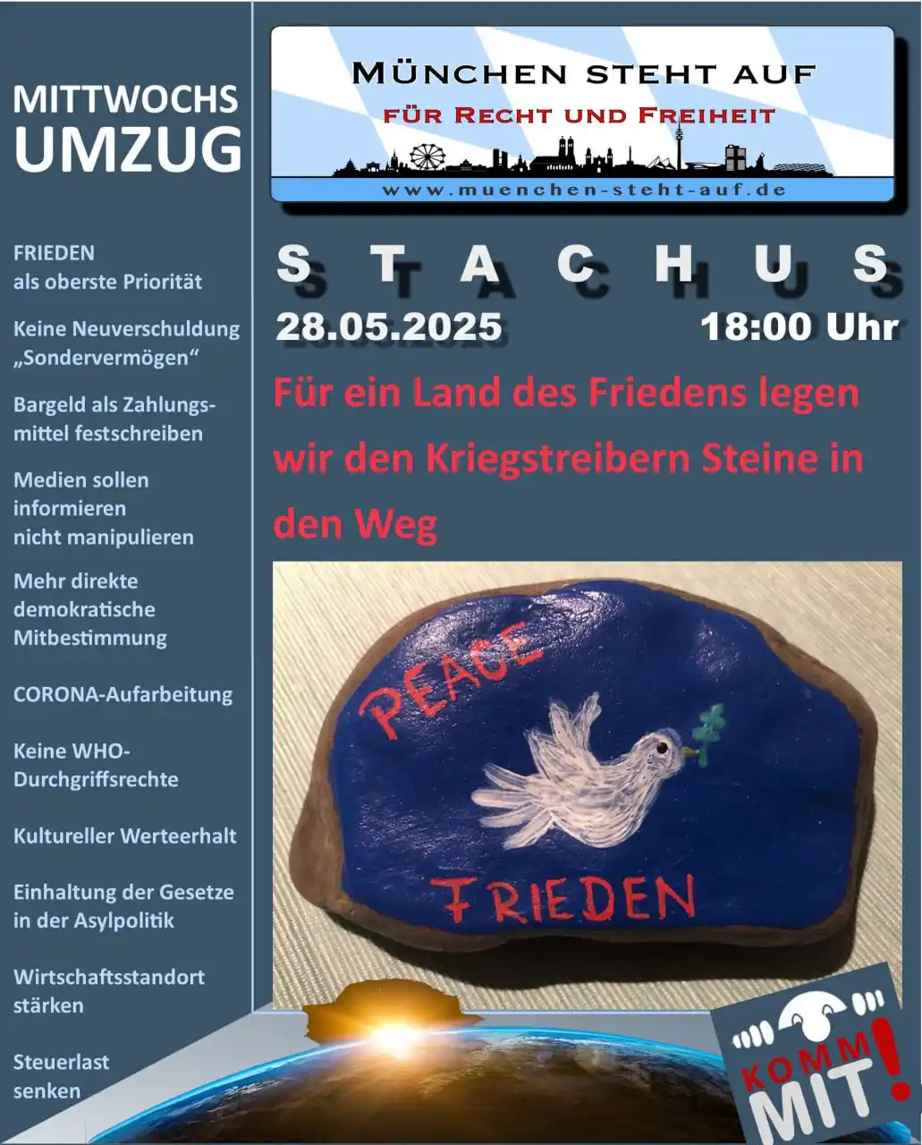Image from München-steht-auf: Für ein Land des Friedens - legen wir den Kriegstreibern einen Stein i...