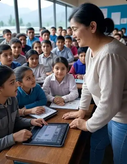 Image from Kashmir Watcher: Great classroom engagement! Teacher and students using tech effectivel...