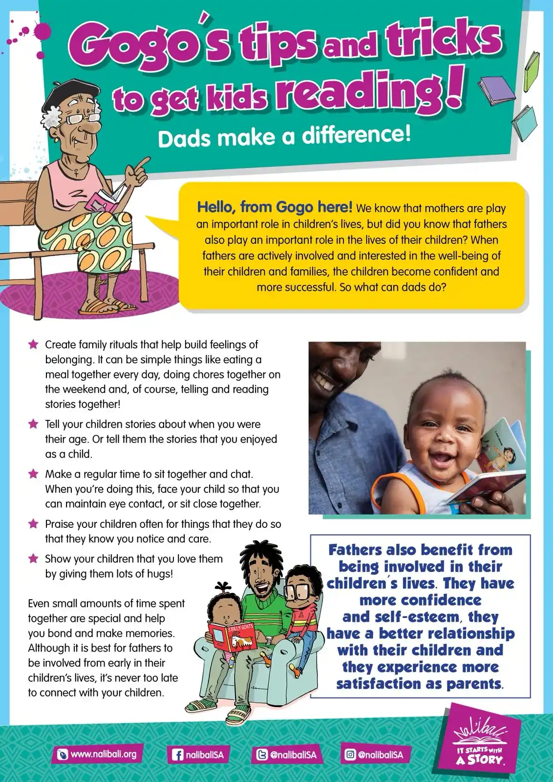 Image from Nalibali : Happy Father's Day!!! 👨🏾🍼🎊🎊🎉🎉🎈 Fathers who read with their c...