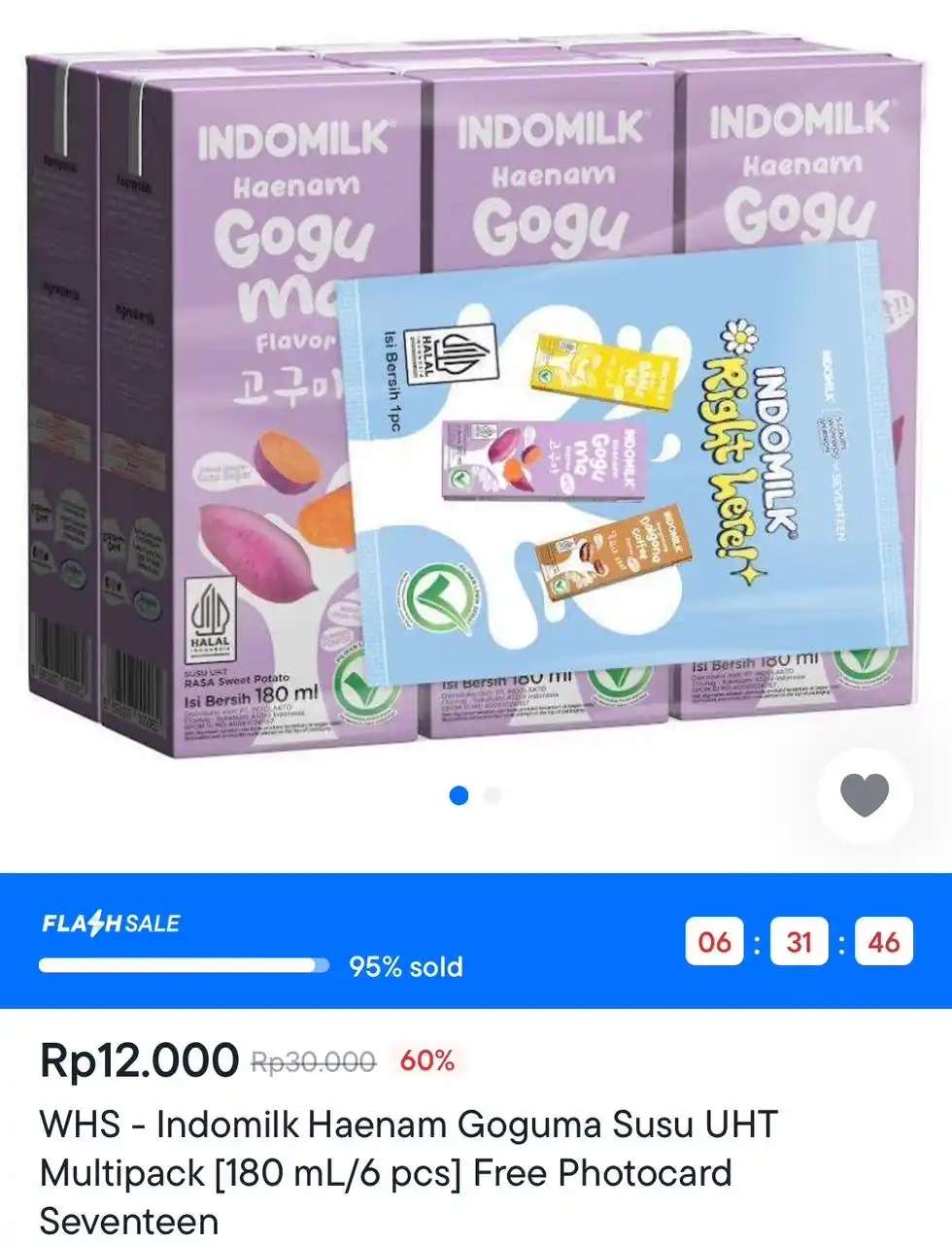 Image from Promo Diskon Shopee, Lazada, Gojek, Grab, dll: Indomilk Haenam Goguma Susu UHT Multipack [180 mL/6 pcs] Free Photocar...