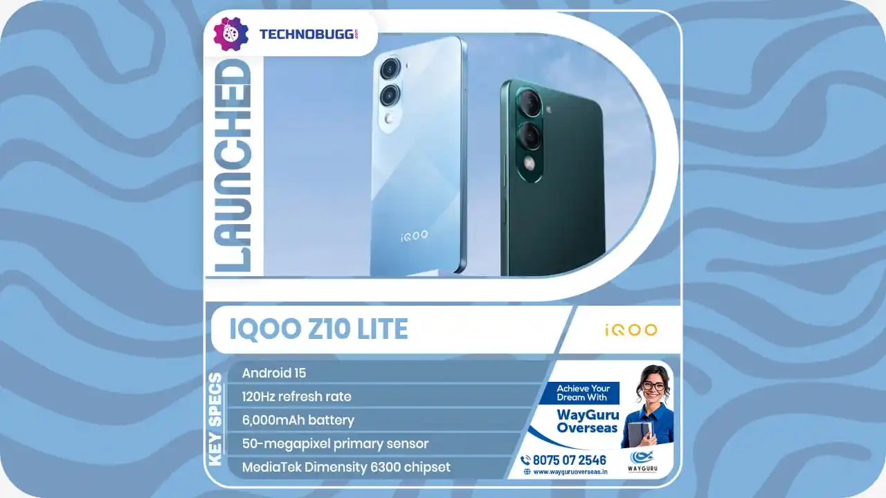 Image from TechnoBugg: iQOO Z10 Lite Unveiled Read More : https://www.technobugg.com/iqoo-z1...
