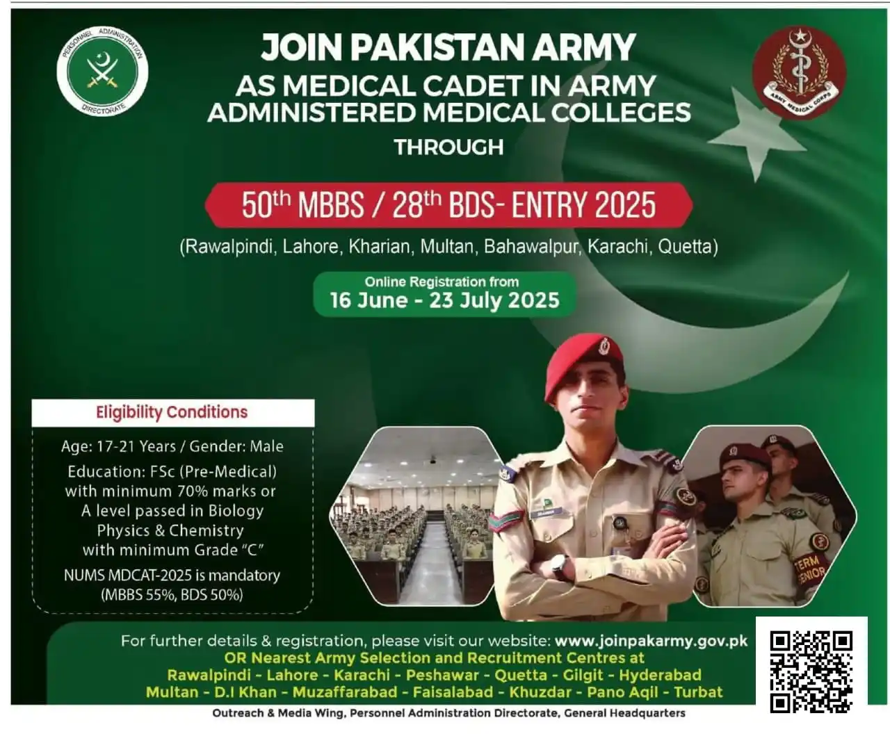 Image from ADMISSION UPDATE 🎓: *Join Pakistan Army as a Medical Cadet* Serve Your Country and Pursue...