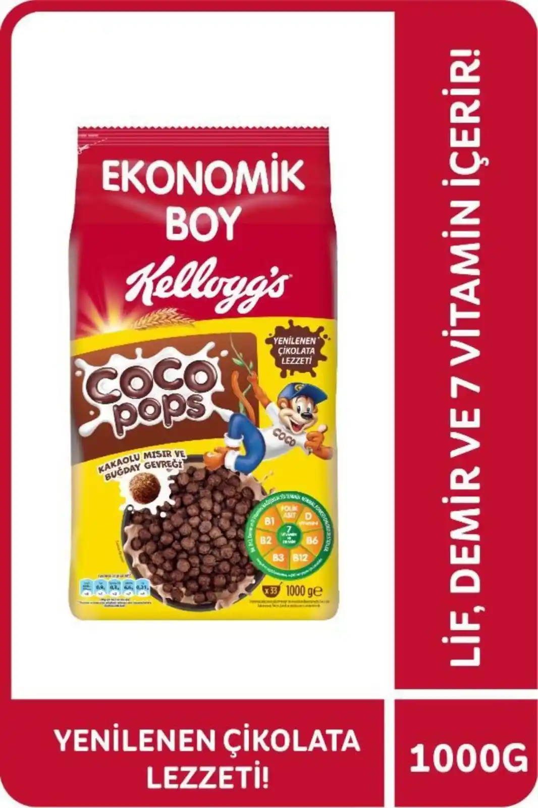 Image from OnuAl: Sıcak Fırsatlar: Kellogg's Coco Pops Kakaolu Buğday Ve Mısır Gevreği 1000 G,Lif, Demir ...