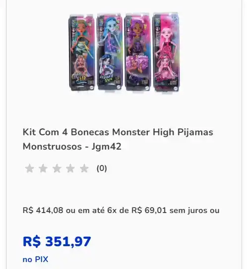 Image from JDolls - Promos e Achados de Bonecas: *Kit C/ 4 Bonecas Monster High Pijamas Monstruosas - Mattel* *Cleo, Fr...