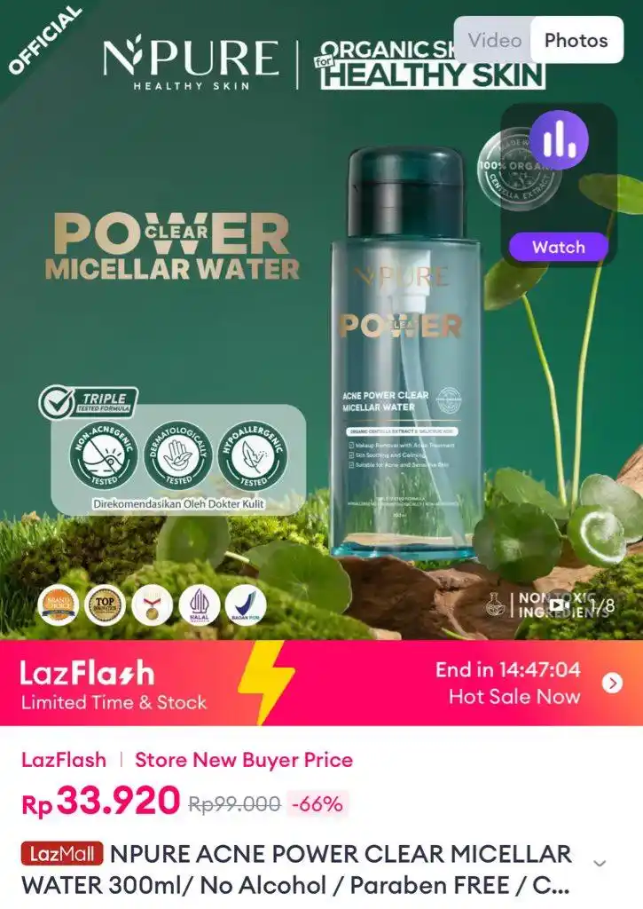Image from Promo Diskon Shopee, Lazada, Gojek, Grab, dll: Npure micellar water https://s.lazada.co.id/s.ZYijel?cc  pake koin leb...