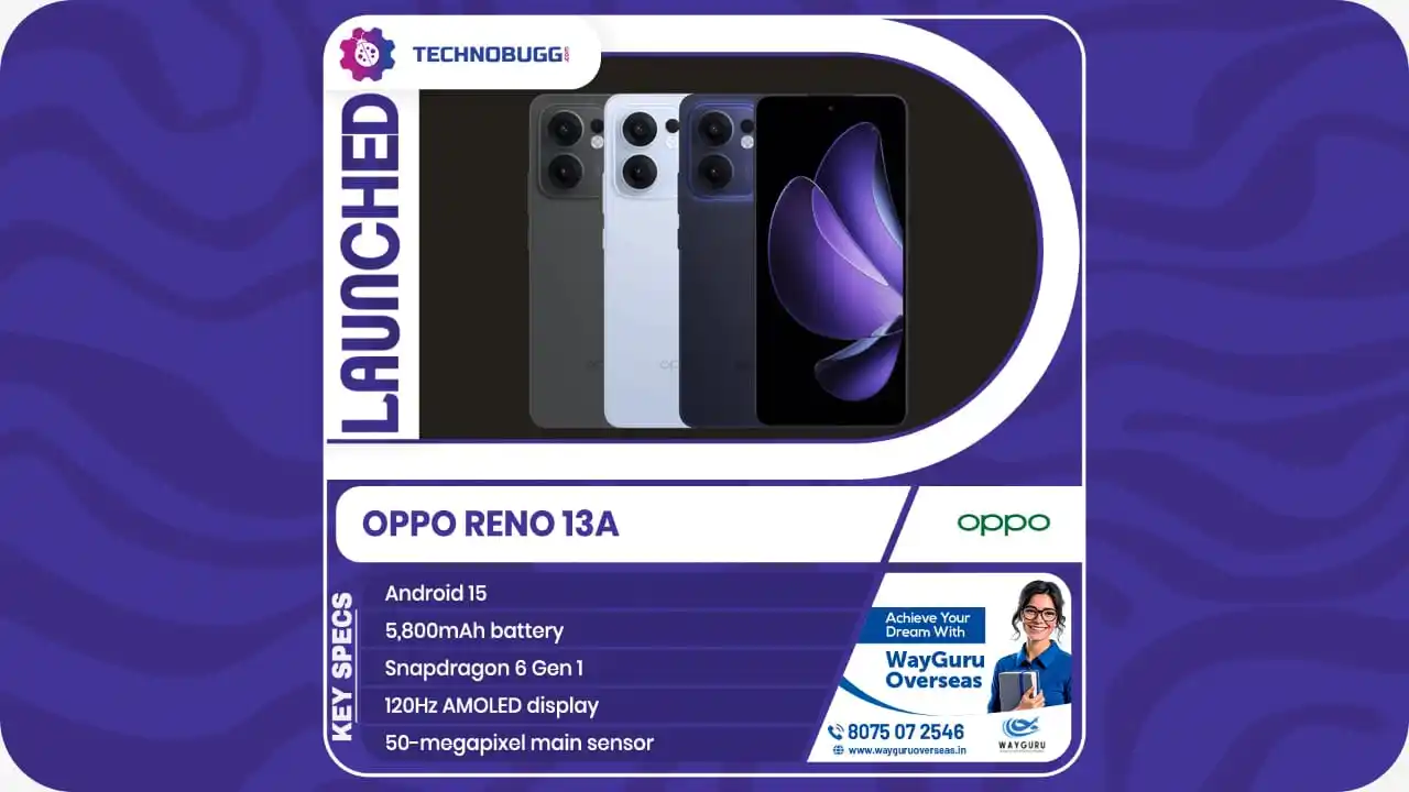 Image from TechnoBugg: Oppo Reno 13A Goes Official Read More : https://www.technobugg.com/op...