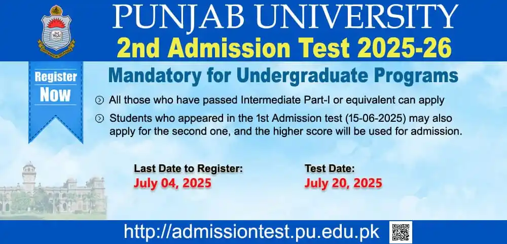 Image from ADMISSION UPDATE 🎓: *♨️ Pu 2nd Admission Test Registration Is Open*  *▪️ Apply Online Link...