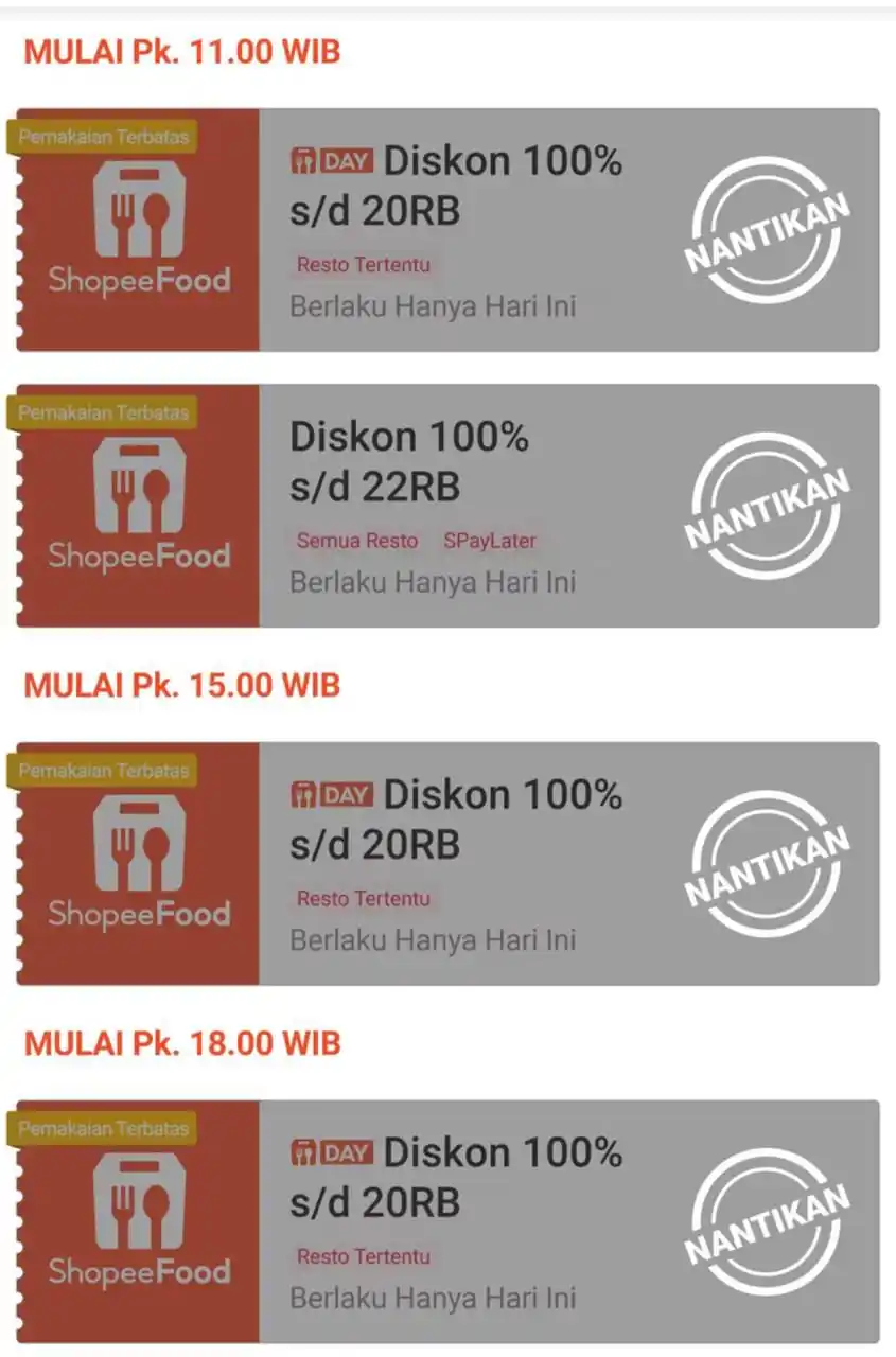 Image from Promo Diskon Shopee, Lazada, Gojek, Grab, dll: Shopeefood day ✨ ⏰ jam 11 • 15 • 18 • 19 https://shp.ee/zhb2z503npf  *...