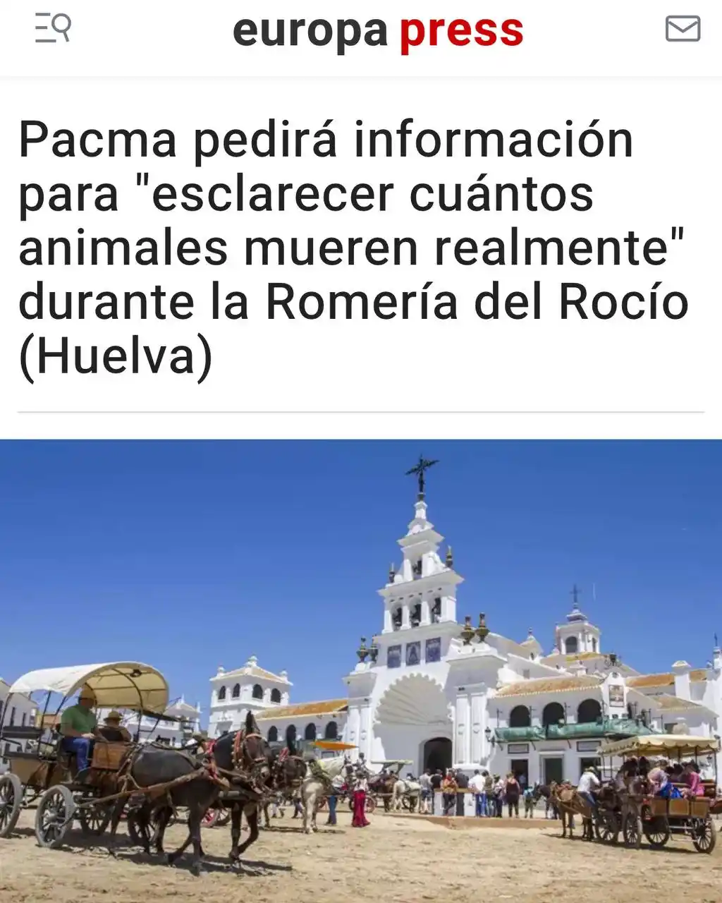 Image from PACMA: 💀¿Cuántos animales mueren realmente en El Rocío? 📉Vamos a fiscaliza...