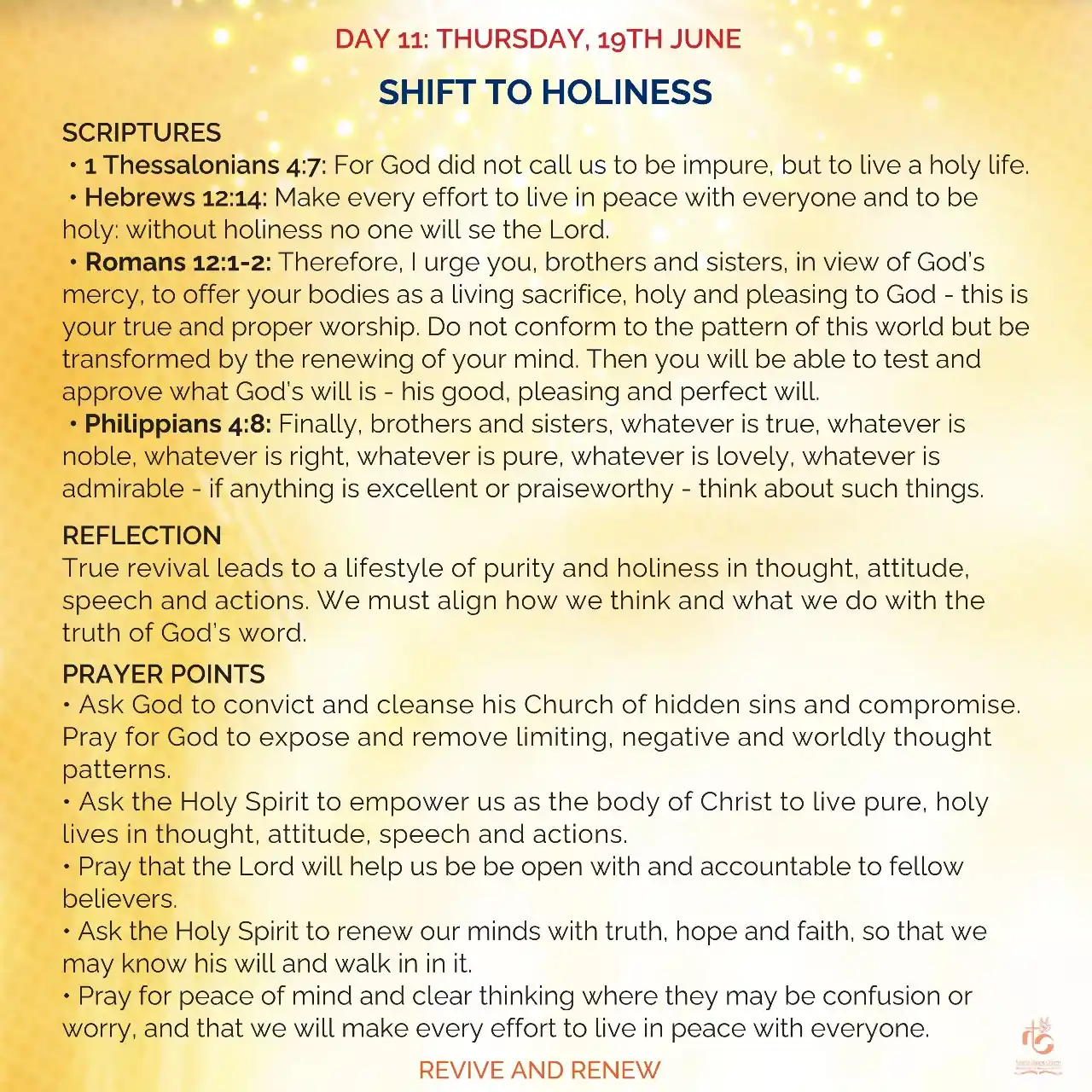 Image from Nairobi Baptist Church, Ngong Road: 🌅 DAY 11 – THURSDAY, 19TH JUNE 🕊️ *SHIFT TO HOLINESS*  📖 1 Thessalo...