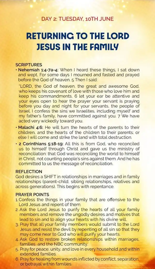 Image from Nairobi Baptist Church, Ngong Road: 📅 Day 2 – Tuesday, 10th June 🏠 Theme: Returning to the Lord Jesus in...