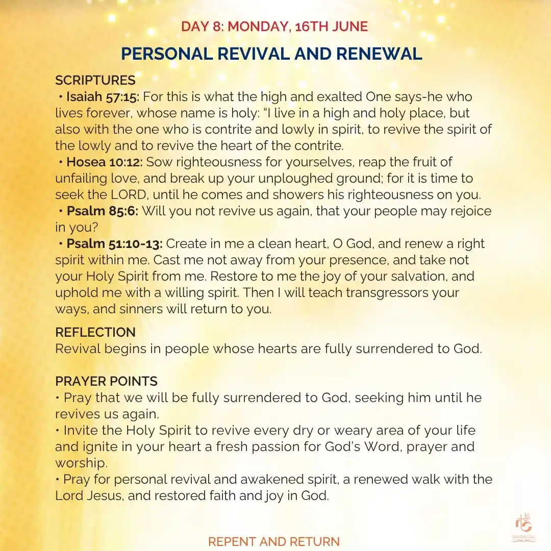Image from Nairobi Baptist Church, Ngong Road: 🌅 DAY 8: MONDAY, 16TH JUNE PERSONAL REVIVAL AND RENEWAL  📖 Psalm 51:...