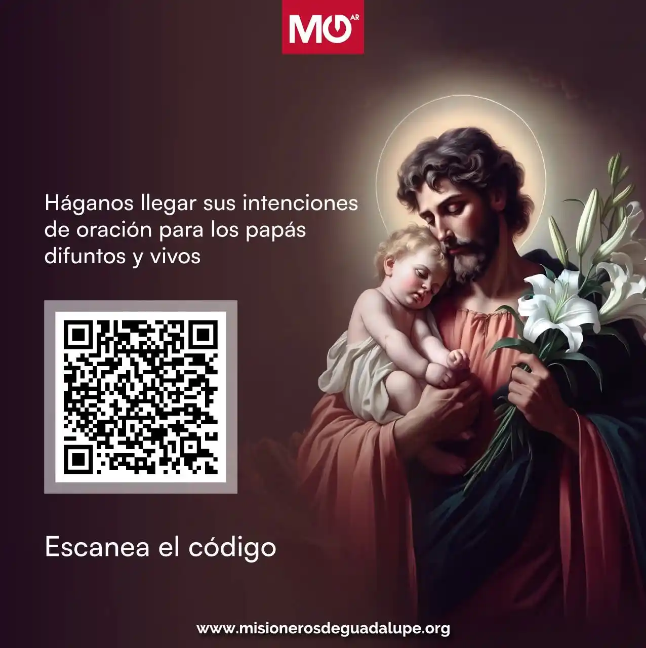 Image from Misioneros de Guadalupe: Escanea el código QR y deja tus intenciones de oración por los papás v...