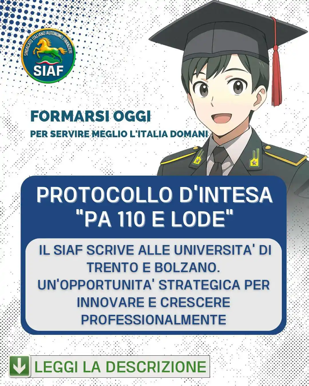 Image from SIAF Sindacato Italiano Autonomo Finanzieri: 🎓🏫Il SIAF richiede la stipula di un Protocollo d’Intesa tra le Unive...