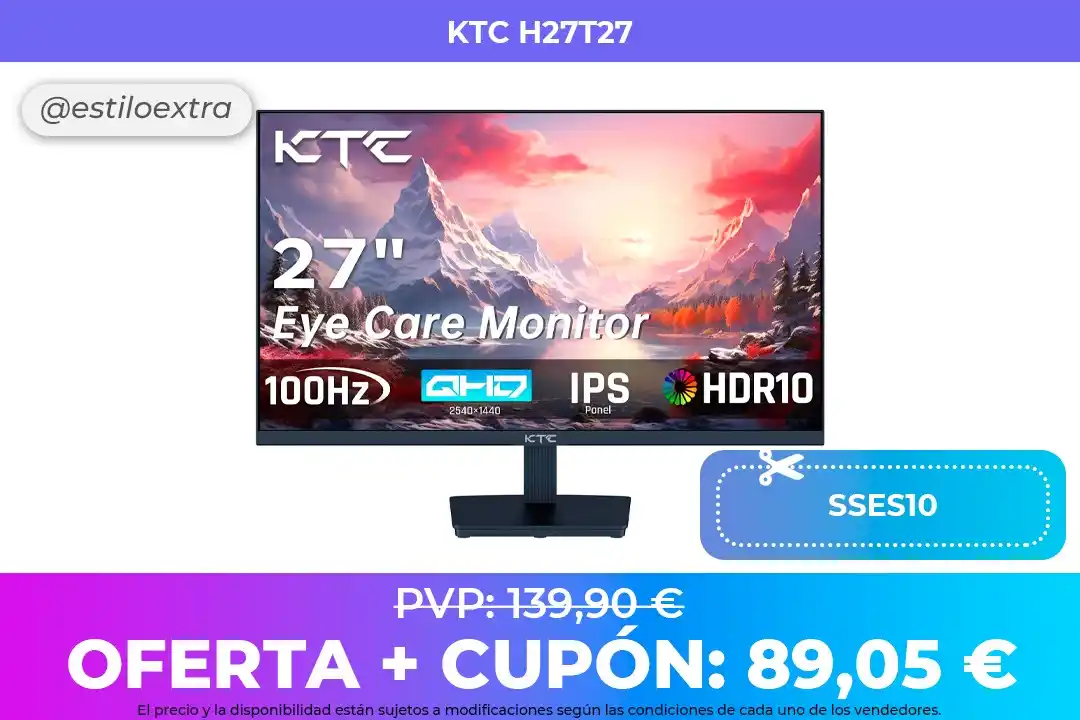 Image from EstiloExtra: 📣 *KTC H27T27 - Monitor 2K 2560x1440P 27", 100Hz, 1ms, Adaptive-Sync*...