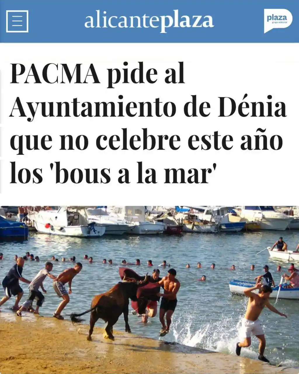 Image from PACMA: 🛟¡Lanza un salvavidas por los bous a la mar! 🐂 Desde el Partido Ani...