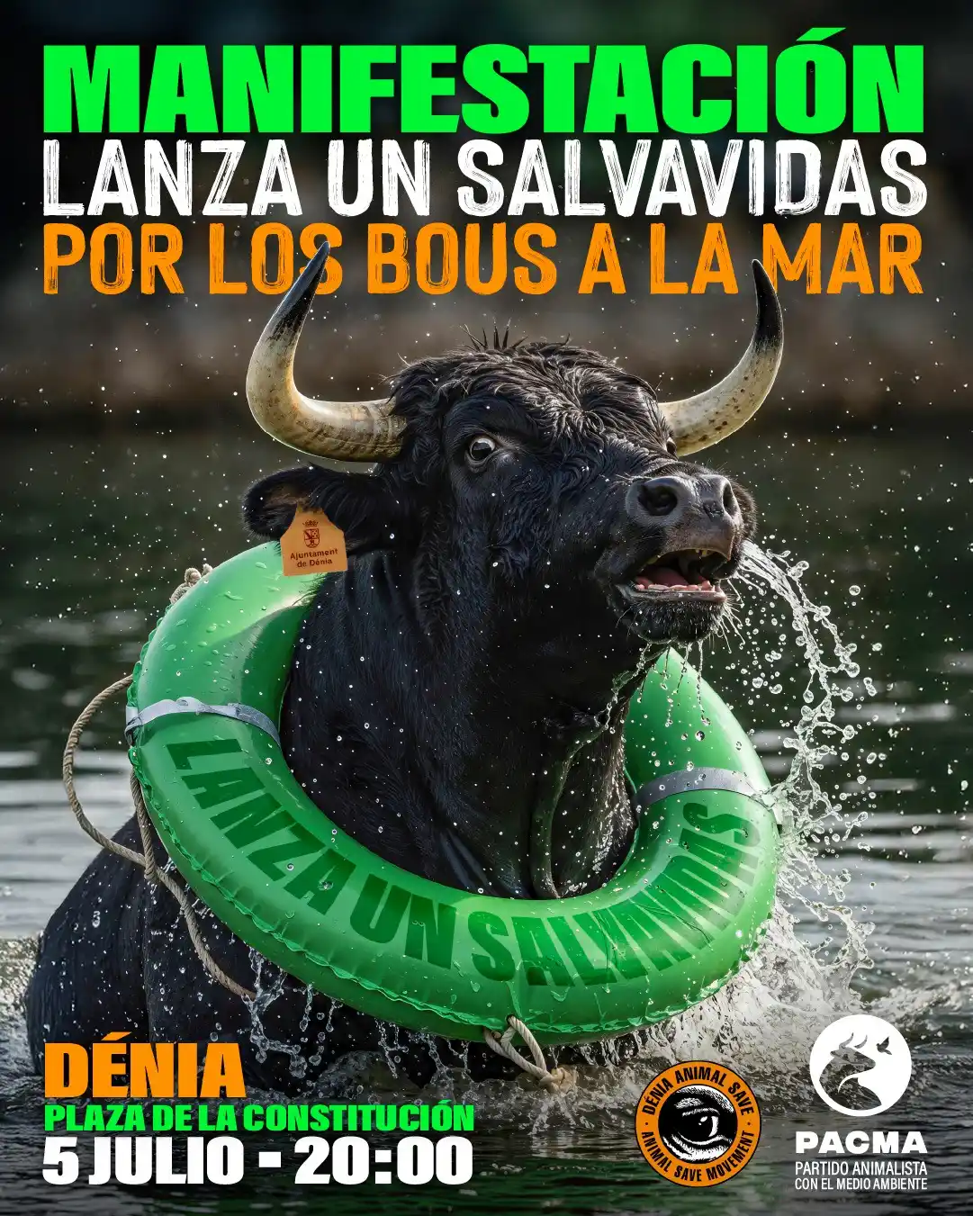 Image from PACMA: 🛟¡Lanza un salvavidas por los bous a la mar! 🙌¡Te necesitamos en la...