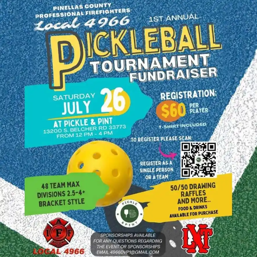 Image from Florida Pickleball Tournaments: ➡️ "Local 4966 Fundraiser" Pickleball tournament in Largo, FL July 26,...